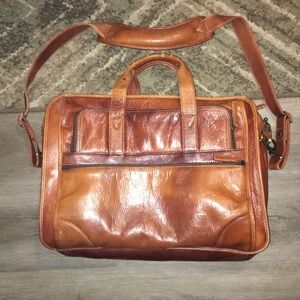 Vintage Brown Leather Laptop Briefcase Luggage